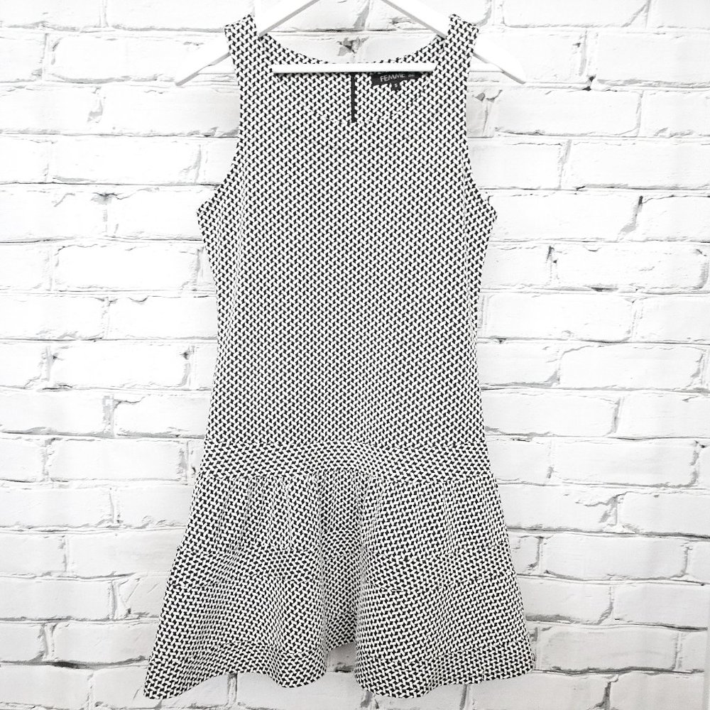 Femme De Carriere Dropwaist Herringbone Mini Dress